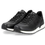 Schwarze Rieker Low Sneaker in Komfortweite aus Glattleder für Herren Größe 46 mit Absatzhöhe bis 3cm 