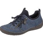 Reduzierte Blaue Rieker Low Sneaker ohne Verschluss aus Leder für Damen Größe 40 