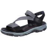 Schwarze Rieker Pacific Outdoor-Sandalen mit Klettverschluss aus Textil für Damen Größe 36 für den für den Sommer 