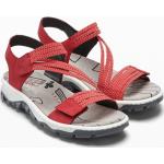 Kirschrote Rieker Outdoor-Sandalen mit Riemchen in Schmalweite aus Kunstleder für Damen Größe 38 für den für den Sommer 