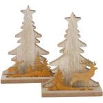 Braune Shabby Chic Weihnachtsdeko mit Hirsch-Motiv aus Holz 2-teilig 