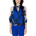 Blaue Langärmelige RINASCIMENTO Langarmblusen aus Polyester für Damen Größe XS 
