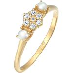 Reduzierte Goldene Elegante Runde Goldringe aus Gold mit Diamant handgemacht für Damen Größe 58 