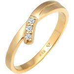 Goldene Elegante Runde Goldringe aus Gold 14 Karat mit Diamant mit Zertifikat Größe 52 
