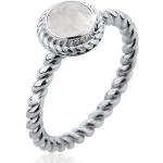 Cremefarbene Elegante Nenalina Runde Mondstein Ringe glänzend aus Silber für Damen Größe 54 