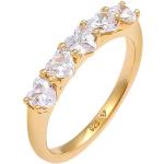 Goldene Elli Runde Ringe mit Herz aus Gold handgemacht für Damen Größe 52 zum Valentinstag 