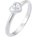 Silberne Elli Ringe mit Herz vergoldet mit Zirkonia handgemacht für Damen Größe 54 zum Valentinstag 