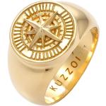 Goldene Maritime Kuzzoi Runde Goldringe glänzend aus Gold handgemacht für Herren Größe 62 
