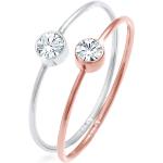Reduzierte Pinke Elli Runde Bicolor Ringe aus Silber für Damen Größe 48 
