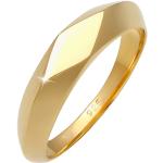 Goldene Rautenmuster Elli Runde Goldringe glänzend aus Gold handgemacht für Damen Größe 48 