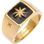 Goldene Sterne Elegante Kuzzoi Rechteckige Goldringe vergoldet aus Gold handgemacht für Herren Größe 56 