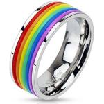 Bunte LGBT Gay Pride Runde Edelstahlringe aus Gummi Größe 68 