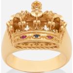 Goldene Dolce & Gabbana Dolce Runde Goldringe aus Gold 18 Karat mit Saphir für Herren Größe 66 