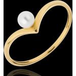 Reduzierte Weiße Edenly Perle Damenperlenringe aus Gelbgold mit Echte Perle 