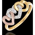 Reduzierte Rosa Edenly Tricolor Ringe aus Gelbgold mit Diamant für Damen 