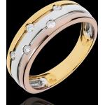 Reduzierte Goldene Sterne Edenly Tricolor Ringe aus Gelbgold mit Diamant für Damen 