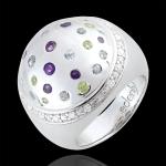 Ring Mystriöse Kugel - Silber, Diamanten und Halbedelsteine
