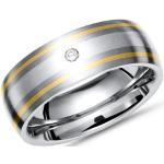 Ring Titan mit Gold und Silber Einlage + Diamant