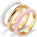 Weiße TCHIBO Vergoldete Ringe vergoldet aus Emaille für Damen 3-teilig 