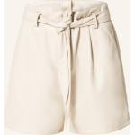 Reduzierte Cremefarbene Rino & Pelle Paperbag-Shorts mit Reißverschluss aus Kunstleder für Damen Größe L 