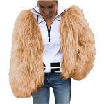 Khakifarbene Unifarbene Vintage Wasserdichte Atmungsaktive 3-in-1 Jacken aus Kunstfell mit Kapuze für Damen Größe L für den für den Herbst 