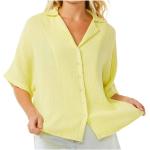 Beige Langärmelige Rip Curl Outdoor-Hemden aus Baumwolle für Damen Größe L 