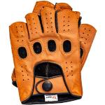 Schwarze Fingerlose Handschuhe & Halbfinger-Handschuhe aus Lammleder für Herren Größe S für den für den Winter 