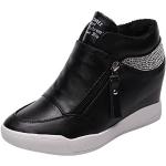 Reduzierte Schwarze Rismart Low Sneaker mit Reißverschluss aus Kunstfell wasserabweisend für Damen Größe 40,5 für den für den Winter 