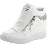 Reduzierte Weiße Rismart Low Sneaker mit Reißverschluss aus Leder wasserabweisend für Damen Größe 35 