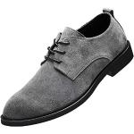 Graue Business Rismart Derby Schuhe mit Schnürsenkel aus Veloursleder für Herren Größe 45,5 