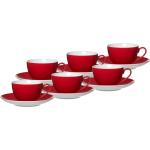 Rote Runde Kaffeetassen-Sets 200 ml aus Porzellan 6-teilig 6 Personen 
