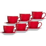Rote Runde Kaffeetassen-Sets 350 ml aus Porzellan 6-teilig 6 Personen 