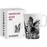 Schwarze Ritzenhoff Kaffeetassen mit Vogel-Motiv aus Porzellan spülmaschinenfest 