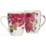 Rosa Blumenmuster Ritzenhoff & Breker Kaffeebecher aus Porzellan spülmaschinenfest 2-teilig 
