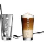 Silberne Motiv Ritzenhoff & Breker Glasserien & Gläsersets 350 ml mit Kaffee-Motiv aus Glas stapelbar 4-teilig 