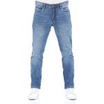 Blaue Straight Leg Jeans mit Reißverschluss aus Denim für Herren Größe L Weite 32, Länge 34 