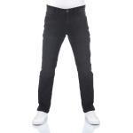 Schwarze Straight Leg Jeans mit Reißverschluss aus Denim für Herren Größe XXL Weite 38, Länge 30 