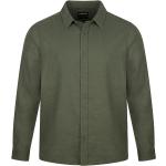 Olivgrüne Langärmelige Button Down Kragen Herrenlangarmhemden aus Leinen Größe 4 XL für den für den Sommer 