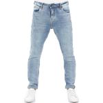 Hellblaue Tapered Jeans ohne Verschluss aus Denim für Herren Größe L Weite 30, Länge 32 