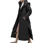 Schwarze Gesteppte Mini Steppjacken mit Kapuze aus Kunstfell mit Kapuze für Damen Größe M für den für den Herbst 