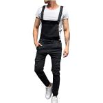 Schwarze Atmungsaktive Ripped Jeans & Zerrissene Jeans mit Knopf aus Leinen für Herren Größe S 
