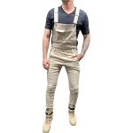 Khakifarbene Unifarbene Y2K Wasserdichte Slim Fit Jeans aus Leinen für Herren Größe XXL 