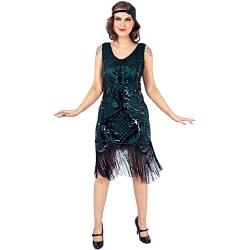 Ro Rox Elizabeth 20er Jahre Kostüm Damen Retro Great Gatsby Flapperkleid Charleston 1920er Faschingskostüme, Grün, XS
