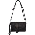 Schwarze Ro Rox Totenkopf Handtaschen mit Reißverschluss aus Kunstleder mit Innentaschen für Damen 