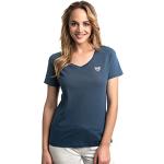 Marineblaue Roadsign V-Ausschnitt T-Shirts aus Baumwolle für Damen Größe S für den für den Sommer 