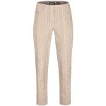 Robell Style BELLA09 – 7/8 Damenhose, Sommerhose mit Seersucker Struktur, Gerade geschnittenes Bein mit Gesässtaschen Farbe Beige Größe 44