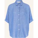 Hellblaue Kurzärmelige Robert Friedman Hemdblusen aus Leinen für Damen Größe S 