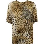 Reduzierte Beige Animal-Print Roberto Cavalli T-Shirts mit Leopard-Motiv aus Seide für Damen Größe M 