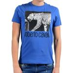 roberto cavalli Rundhalsshirt » Shirt Leoparden-Print ausgefallenes Rundhals-Shirt für Herren Kurzarm-Shirt Blau«, blau