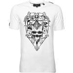 Weiße Bestickte Roberto Geissini T-Shirts mit Totenkopfmotiv mit Nieten aus Baumwolle für Herren Größe L 